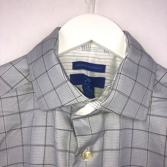 Egara Windowpane Print Long Sleeve Men's Dress Shirt Size 15-15 1/2 - Picture 4 of 11